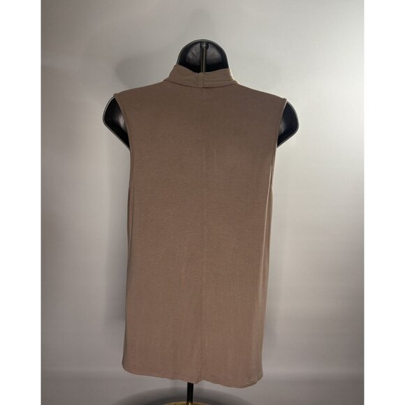 Jennifer Lopez Beige Sleeveless Keyhole Neckline Choker Cut Top Tunic Collar Med - Picture 8 of 10